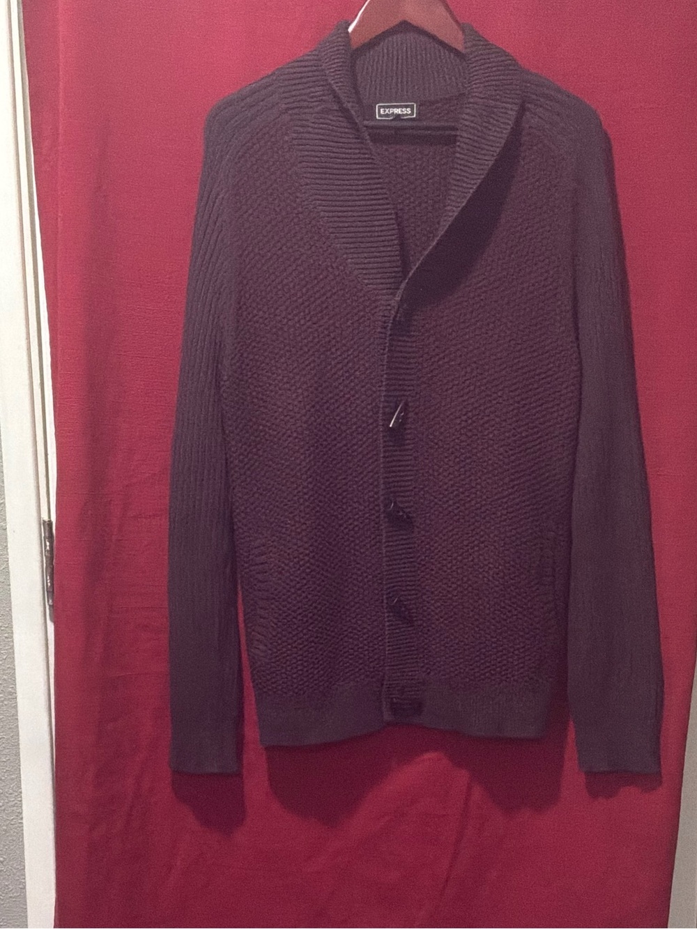 Express Men’s Shawl Collar Cardigan - Dark Brown